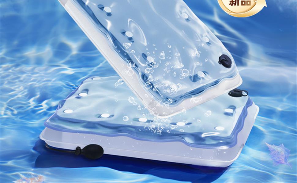 Nitetronic F2 water and air pillow support layers shown against a blue water background