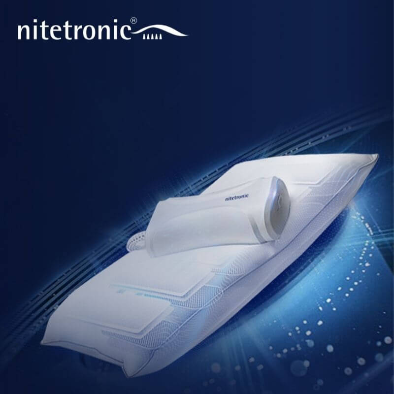 Nitetronic Smart Anti-Snore Pillow displaying its advanced design for reducing snoring and enhancing sleep quality for back sleepers.