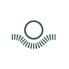 Minimalistic geometric sun and waves icon design.