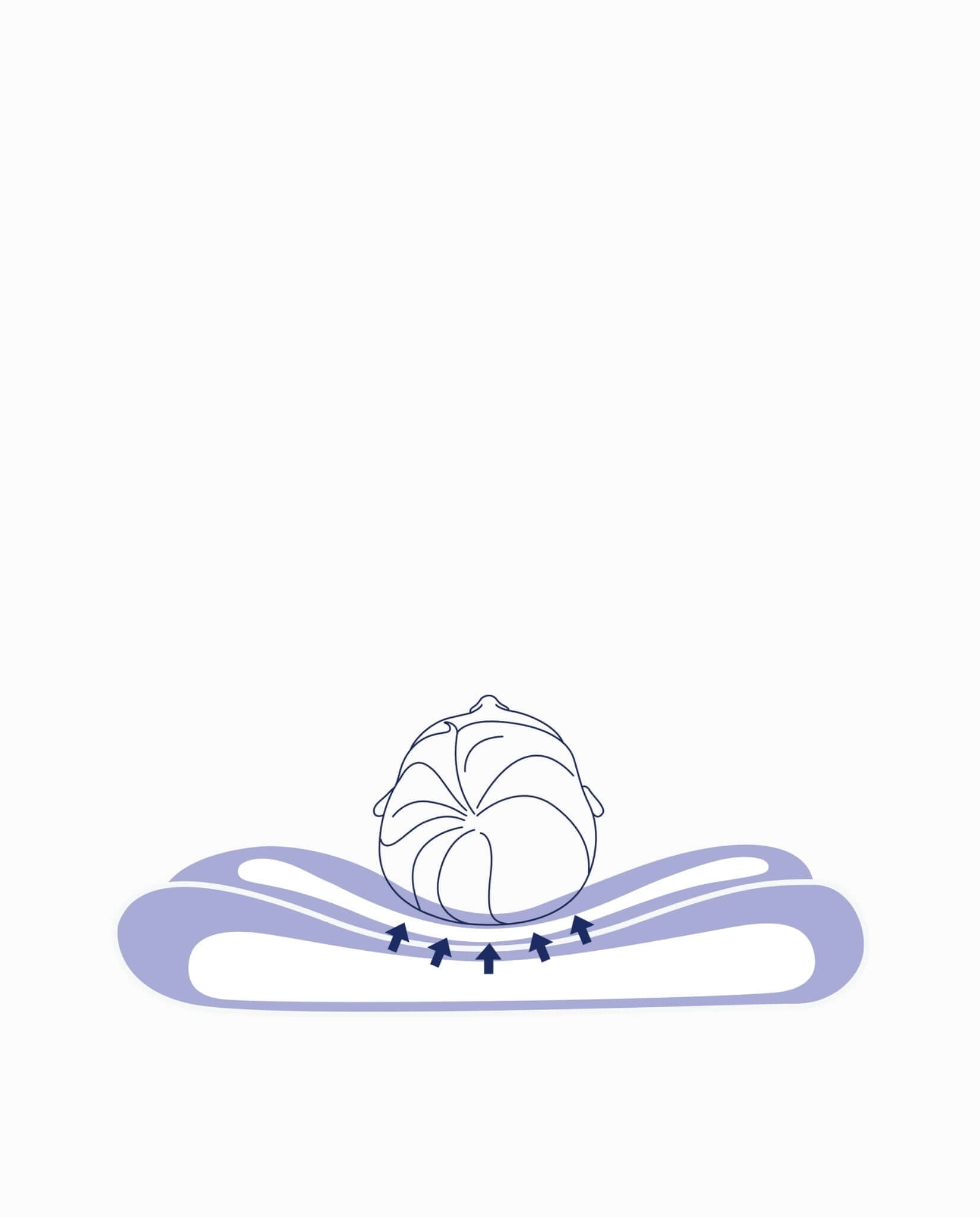 Illustration of ergonomic pillow contouring to support head and neck alignment