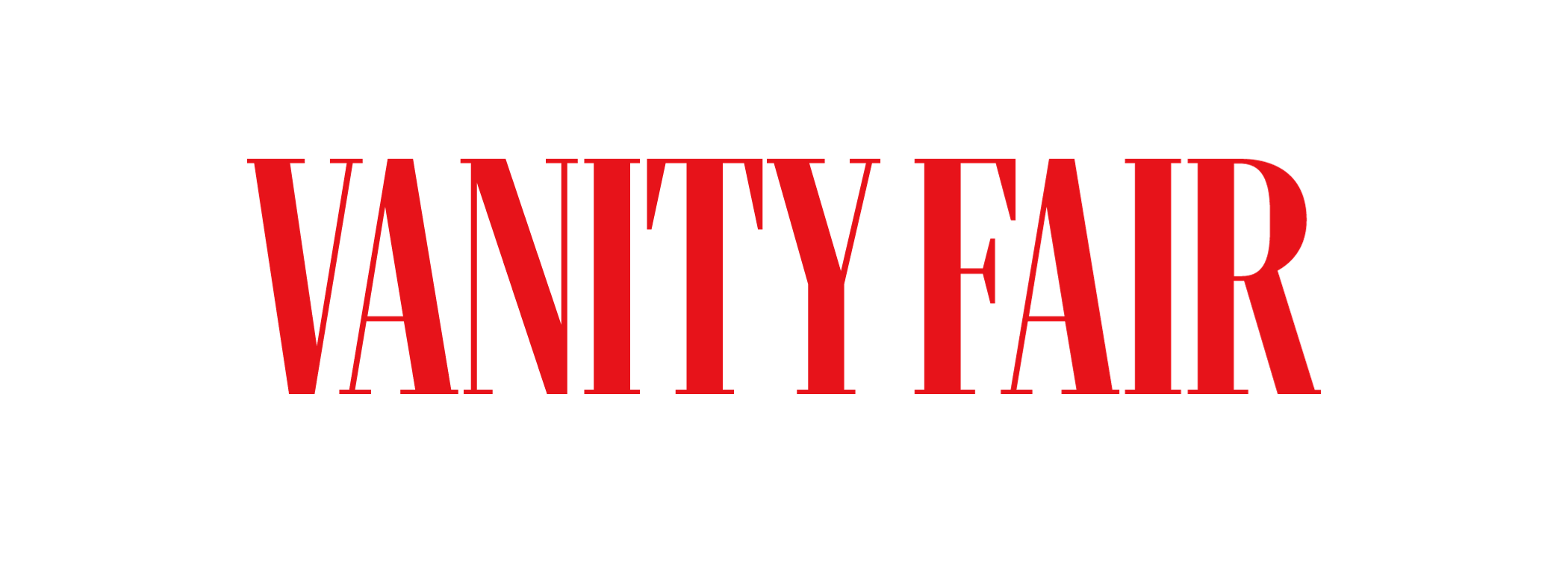 Vanity Fair magazine logo in red, featuring bold serif typography