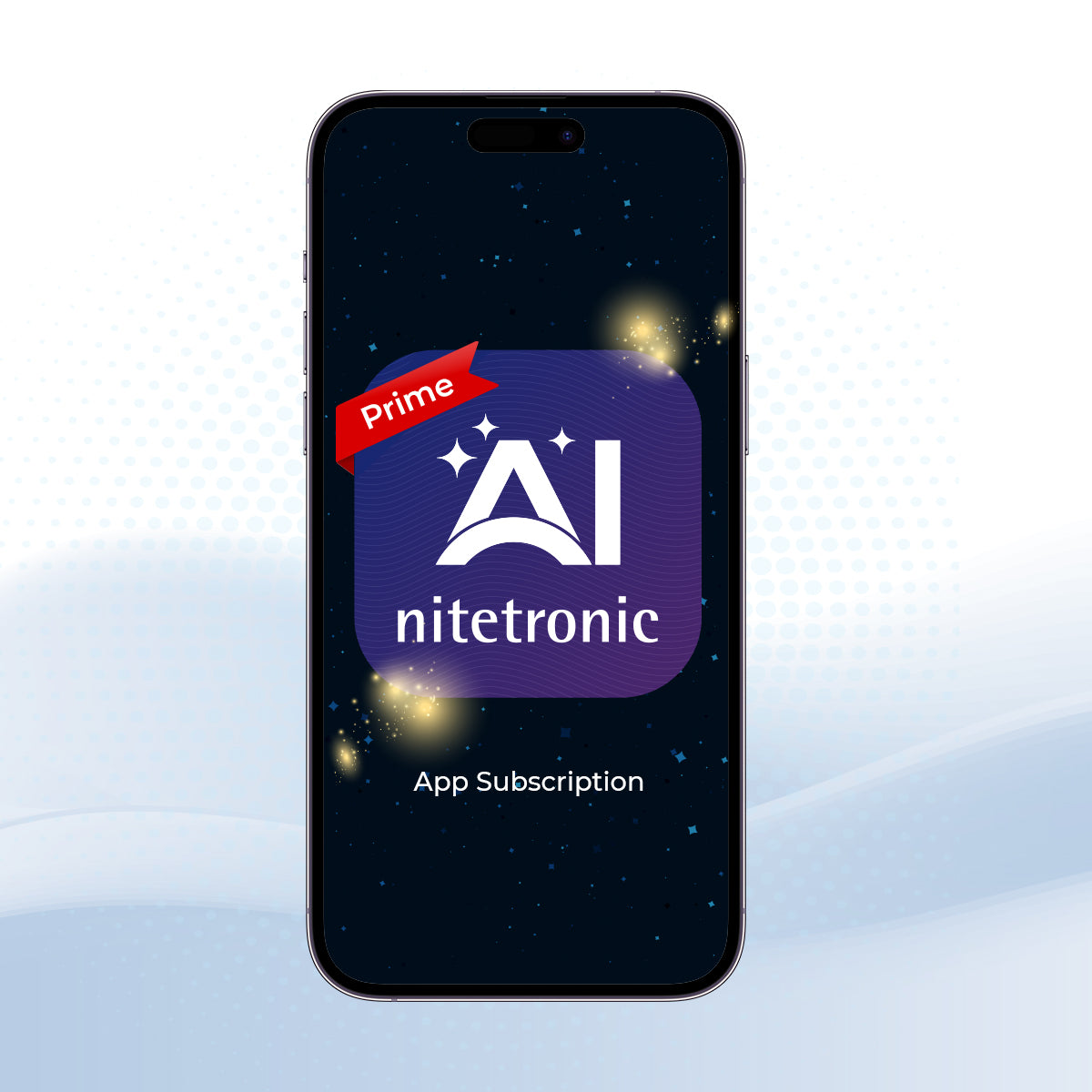 AI Pillow Premium App Subscription on smartphone screen, featuring nitetronic logo with Prime badge.