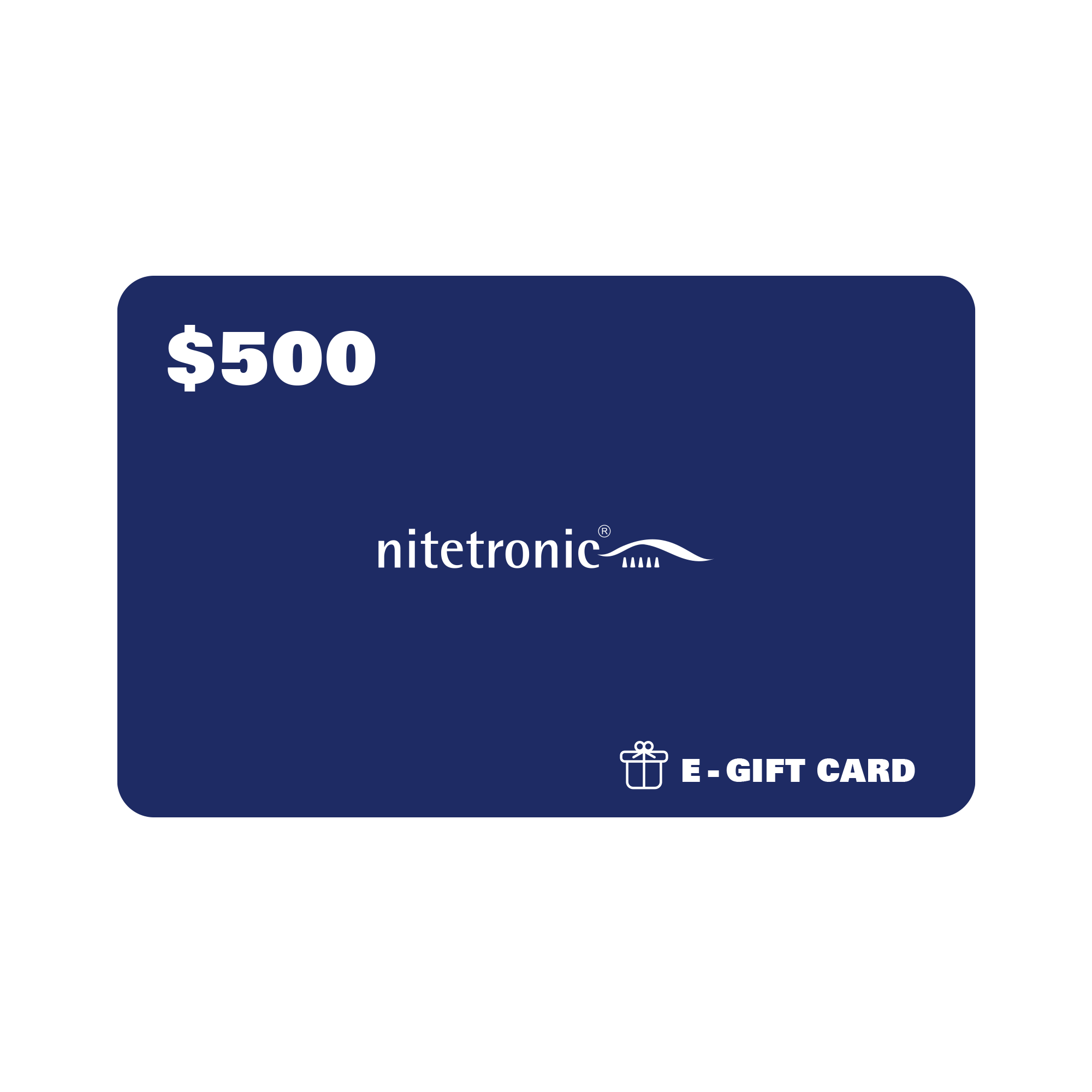 $500 Nitetronic Deep Sleep E-Gift Card for premium sleep products, ideal gift for a perfect night's rest.