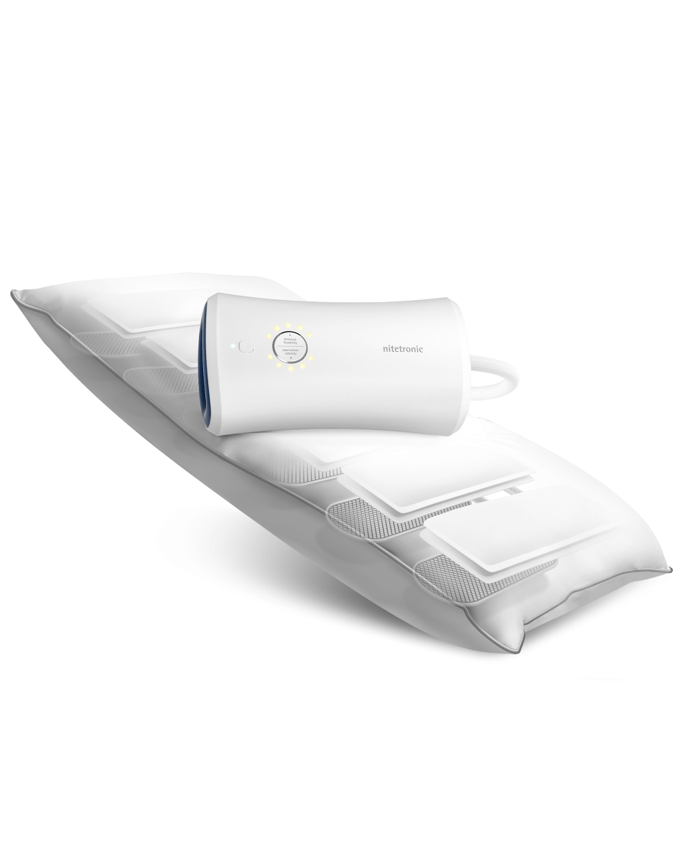 Nitetronic Z6 Smart Anti-Snore Pillow with MEMS sensors, adjustable height, and memory foam for snore reduction.
