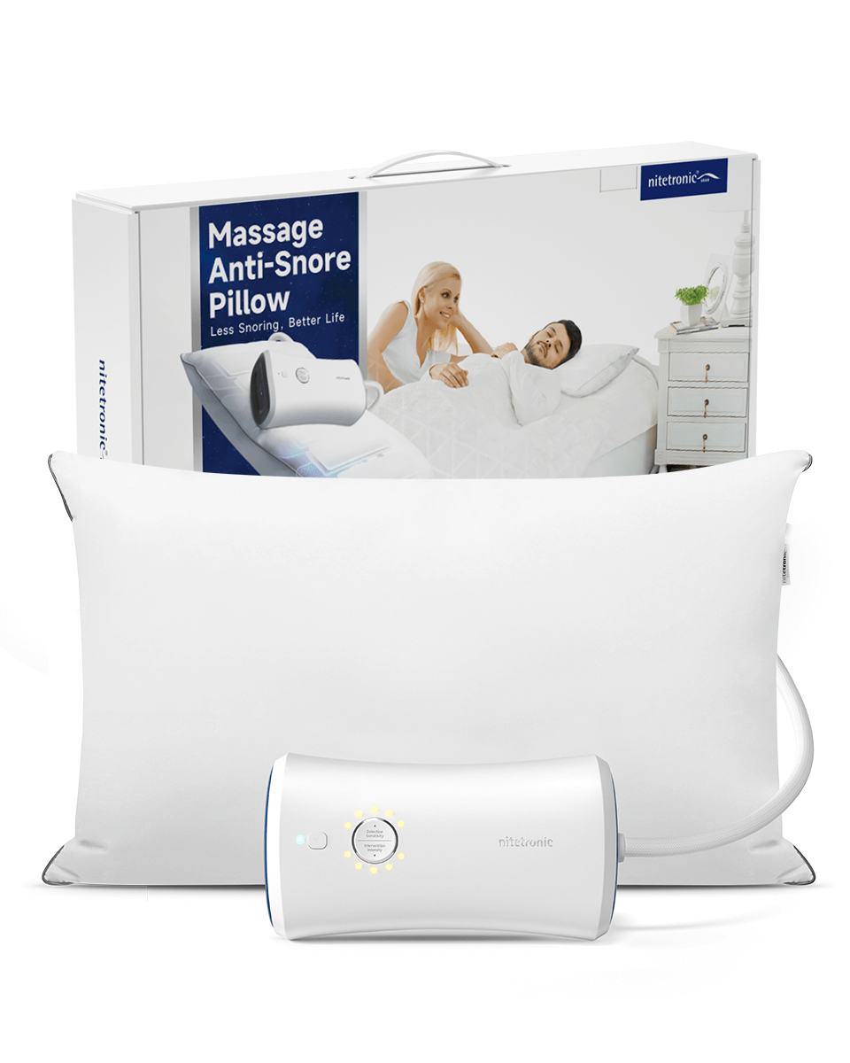Nitetronic Z6 Smart Anti-Snore Pillow with memory foam and adjustable height, featuring MEMS sensors for snoring reduction.