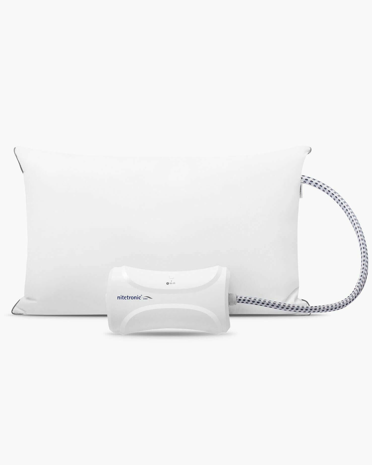 Nitetronic Z1 Smart Anti-Snore Pillow with device, clinically proven to reduce snoring, enhances restful sleep, detects snoring sounds.