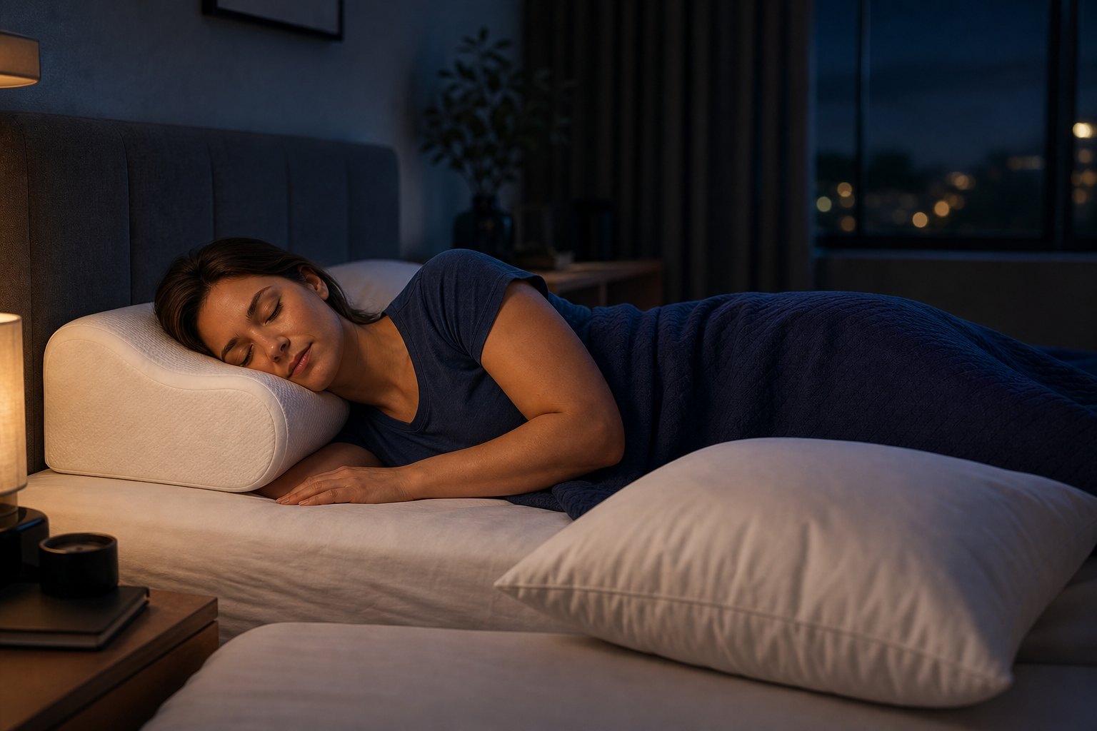 Side sleeper comparing a supportive pillow with a standard pillow