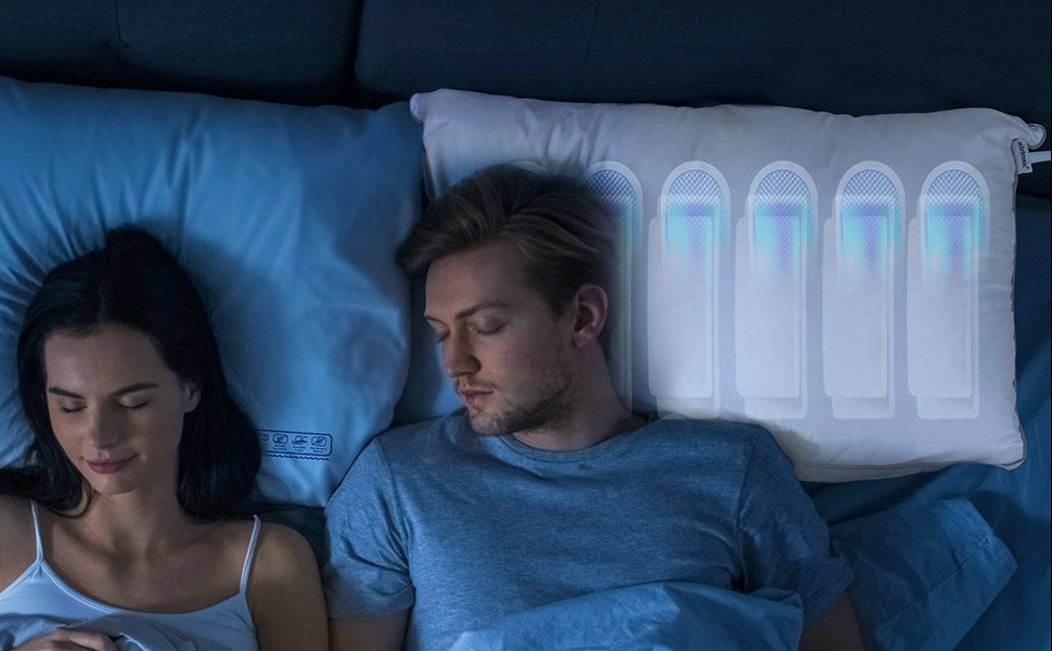 Back sleepers resting with a Nitetronic Z6 smart anti-snore pillow